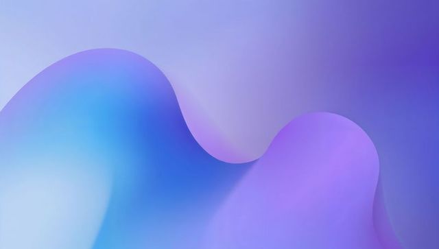Flowing Blue Purple Gradient Waves with Soft Glow and Translucent Glassy Curves Serene
