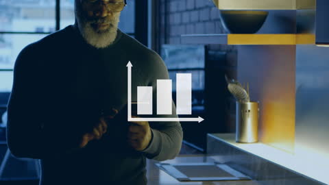 Senior Man Analyzing Data Chart on Smartphone