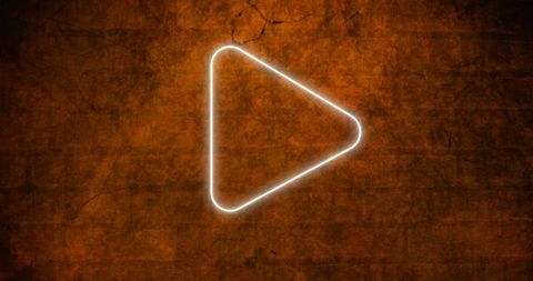 Glowing digital play button on rustic background design concept
