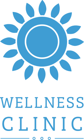 Blue rosette wellness clinic logo on transparent background