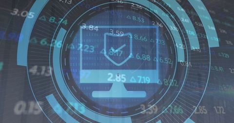 Futuristic Digital Interface with Cybersecurity HUD Elements