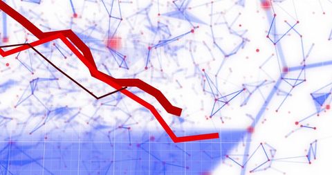 Abstract financial data with declining red chart