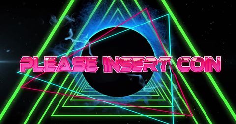 Retro Arcade Insert Coin Neon Abstract Graphic - Download Free Stock Images Pikwizard.com