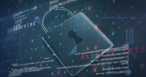 Floating digital padlock symbolizing cybersecurity