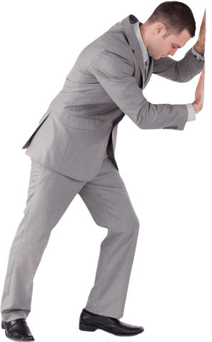 focused businessman pushing against resistance transparent background - Download Free Stock Videos Pikwizard.com