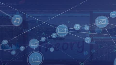 Digital Network Connections Over Virtual World Landscape