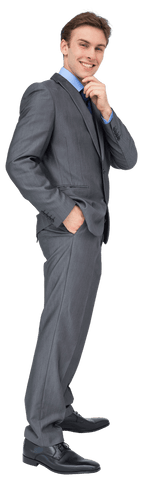 Cheerful Businessman Posing Confidently on Transparent Background
