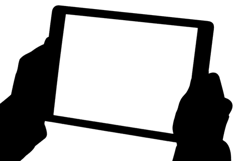 Hands using tablet for business on transparent background