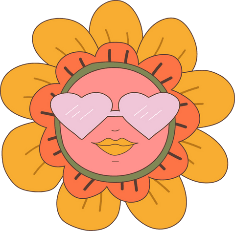whimsical flower face with heart sunglasses transparent illustration - Download Free Stock Videos Pikwizard.com