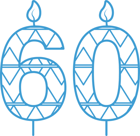 blue patterned number 60 candles on transparent background - Download Free Stock Videos Pikwizard.com