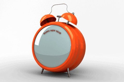 3d transparent orange alarm clock with happy new year text - Download Free Stock Videos Pikwizard.com