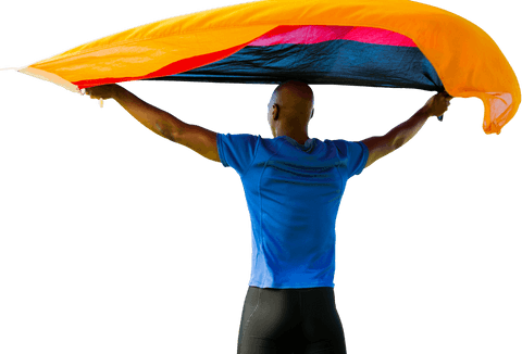 African american man with germany flag on transparent background