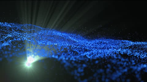 Dynamic Blue Particle Wave on Blackback ground