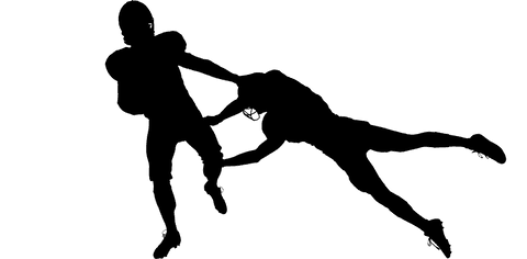 Dynamic football players silhouette on transparent background