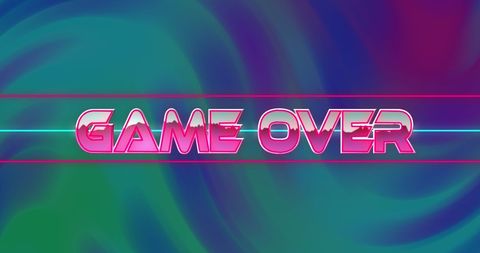 Retro Game Over Neon Text Against Technicolor Background