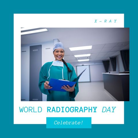 celebrating world radiography day with biracial female surgeon - Download Free Stock Templates Pikwizard.com