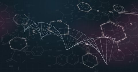 Digital DNA Strand and Chemical Formula Background - Download Free Stock Images Pikwizard.com