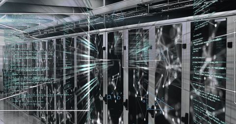 Abstract Digital Interfaces Over High-Tech Data Servers - Download Free Stock Images Pikwizard.com