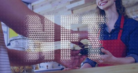 Contactless payment transaction with nft overlay digital concept