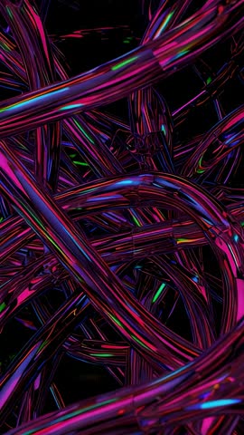Vertical Neon Tubes Twisting and Pulsing in Futuristic Cyber Void Looping Motion Background