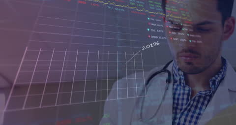Doctor Analyzing Medical Data Visualization Interface