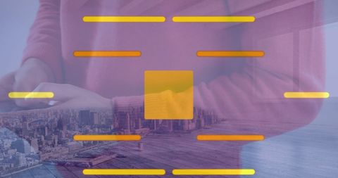 Businessman interacting with digital network on smartphone