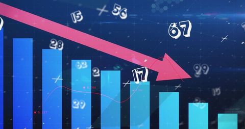 Digital Data Visualization with Declining Trend Arrow