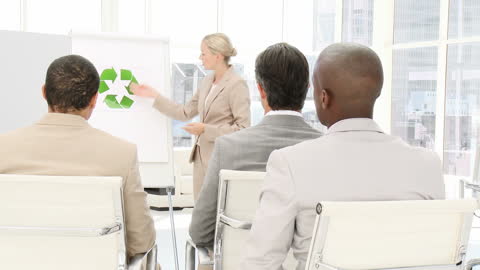 Eco-focused Business Presentation with Multiracial Team
