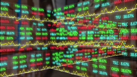 Colorful Animation of Stock Market Data in Industrial Warehouse