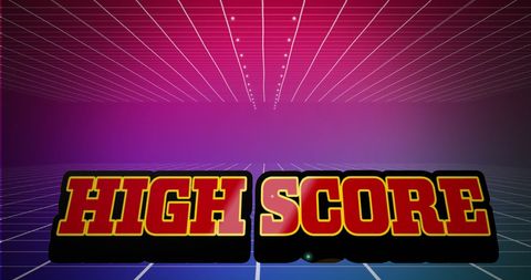 retro gaming high score display with neon grid background - Download Free Stock Images Pikwizard.com