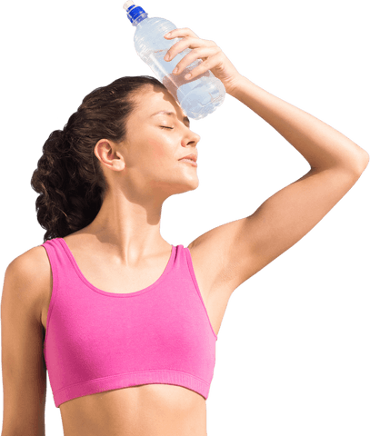 Caucasian Fitness Woman Holding Water Bottle on Transparent Background