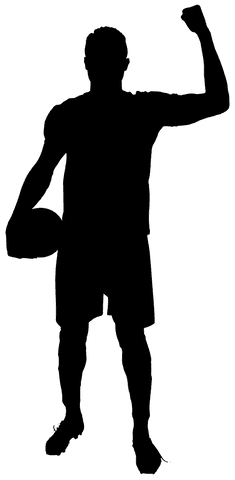 Transparent silhouette of rugby player celebrating triumph