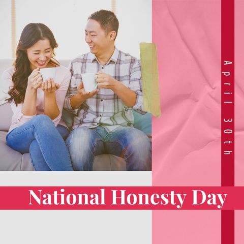 happy asian couple celebrating national honesty day - Download Free Stock Templates Pikwizard.com