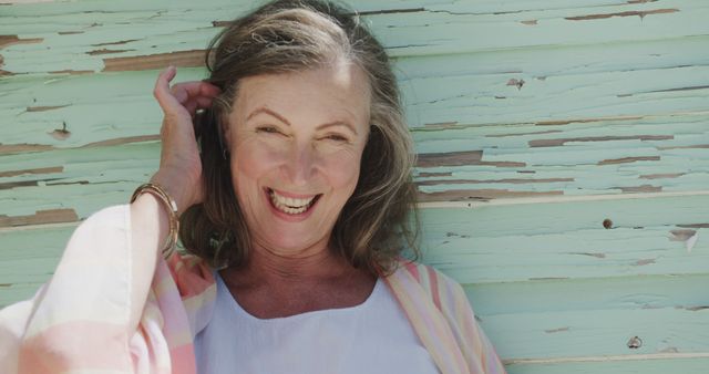 Smiling Senior Woman Relaxing Outdoors - Download Free Stock Images Pikwizard.com