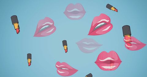 Lipstick and Lips Icons on Blue Background - Download Free Stock Images Pikwizard.com
