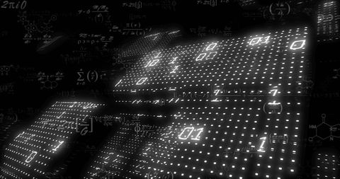 Abstract Binary Code and Mathematical Formula on Digital Screens - Download Free Stock Images Pikwizard.com
