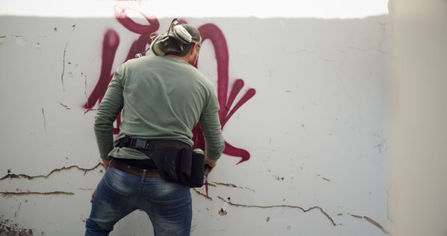 Graffiti Artist Creating Artwork on Urban Wall - Download Free Stock Images Pikwizard.com