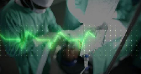 Surgical Team in Operating Room with Data Visualization Overlay - Download Free Stock Images Pikwizard.com