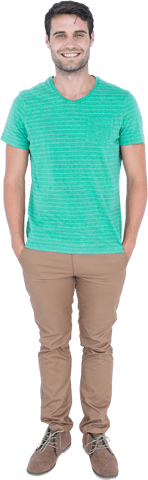 Transparent Smiling Young Man in Casual Colored Outfit