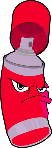 Transparent Background Red Graffiti Spray Can Character Vector Art