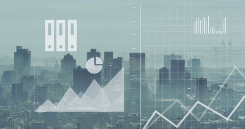 Futuristic Data Analytics Overlay on Aerial Cityscape - Download Free Stock Images Pikwizard.com