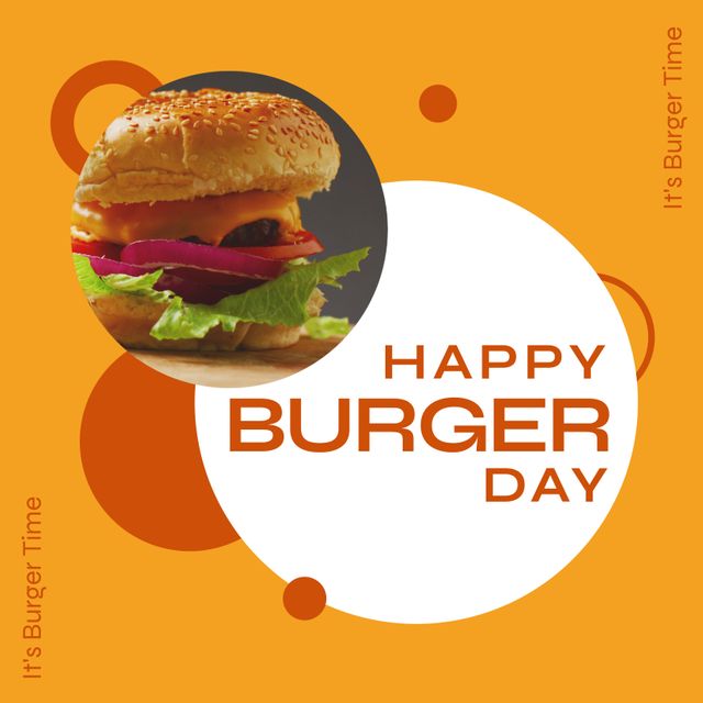 Happy Burger Day Celebratory Design with Fresh Tasty Cheeseburger - Download Free Stock Templates Pikwizard.com