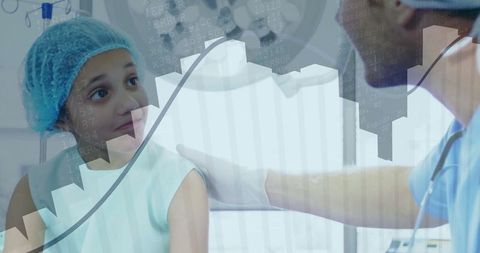 Caring Doctor with Young Patient in Hospital Exam Room
