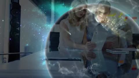 Business Collaboration with Holographic Globe for Futuristic Technology Review