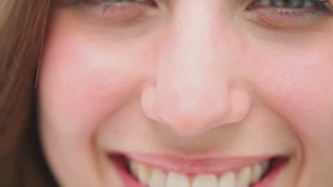Close-up of Smiling Brunette Sharing Joy and Positivity
