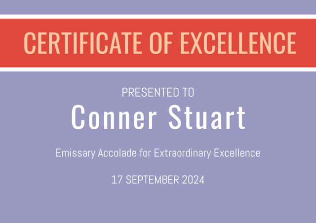 Certificate of Excellence Template with Red and Purple Design - Download Free Stock Templates Pikwizard.com