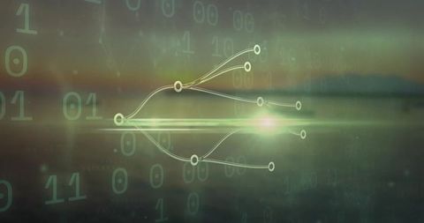 Abstract binary network with curved connection nodes on gradient