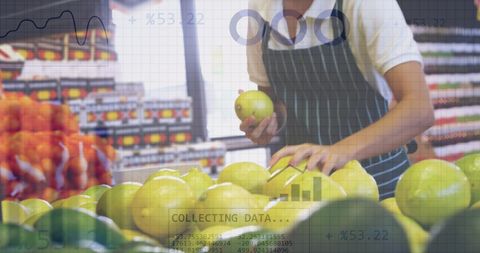 Data Analysis Concept in Supermarket Fresh Produce Aisle