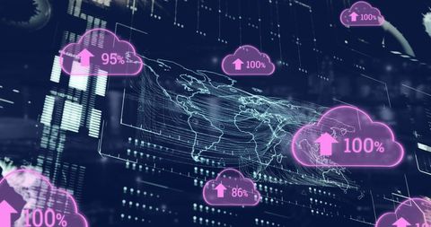 Futuristic Digital Interface with Cloud Data Icons - Download Free Stock Images Pikwizard.com