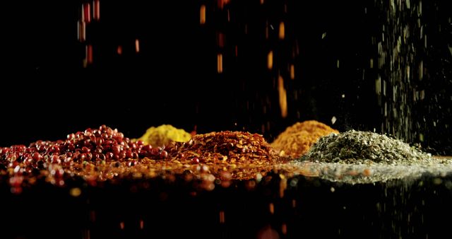 Colorful Assortment of Spices on Black Background - Download Free Stock Images Pikwizard.com